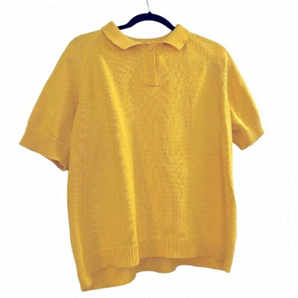 𝅺VINTAGE Hunt Club Yellow Knit Boxy Pull Over Sweater with Collar